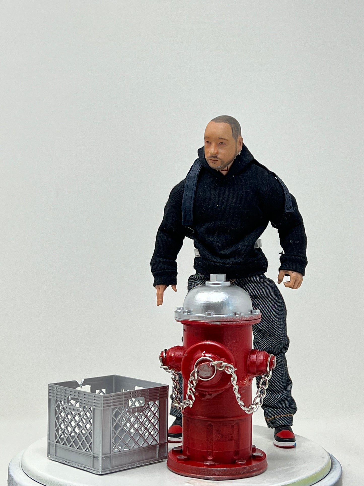 Red and chrome, fire, hydrant and milk crate two pack